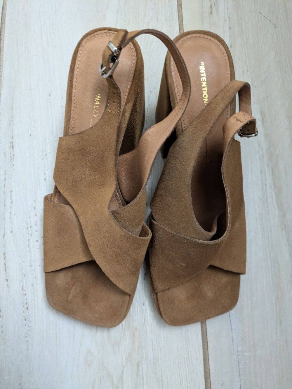 Intentionally Blank Siren Sandal Sling Back Brown Suede Shoes 7 Whiskey - Picture 8 of 8